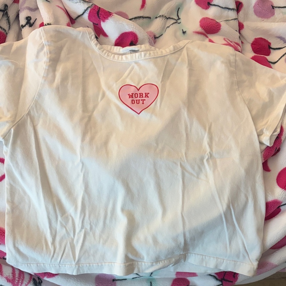 White 'Work Out' Heart T-Shirt